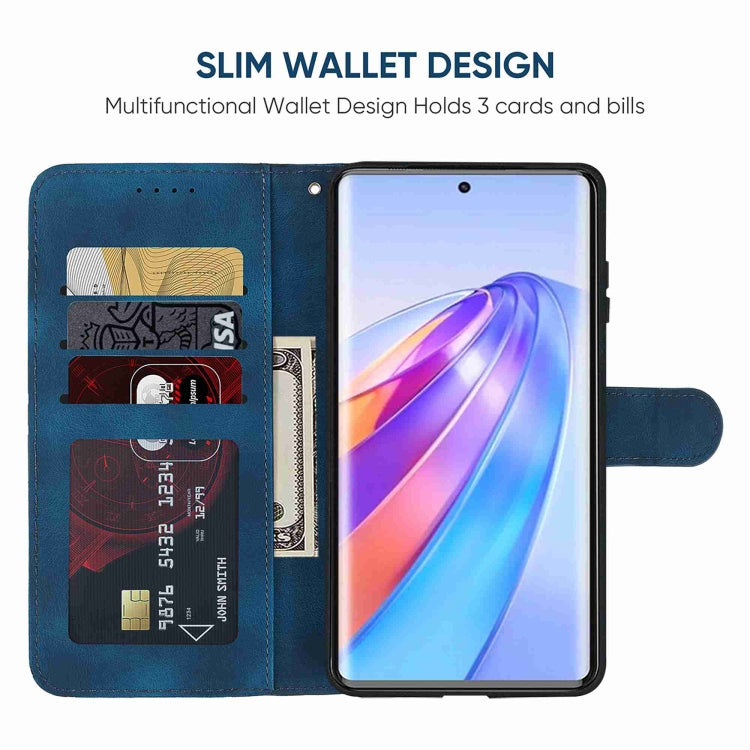 For Honor X9a Skin Feel Geometric Lines Leather Phone Case