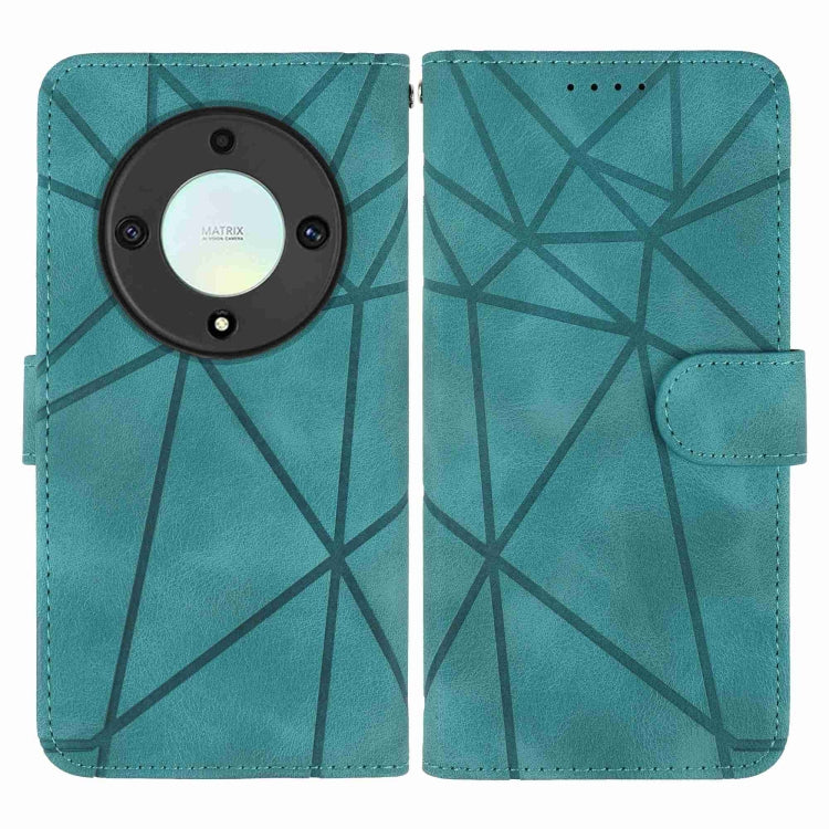 For Honor X9a Skin Feel Geometric Lines Leather Phone Case