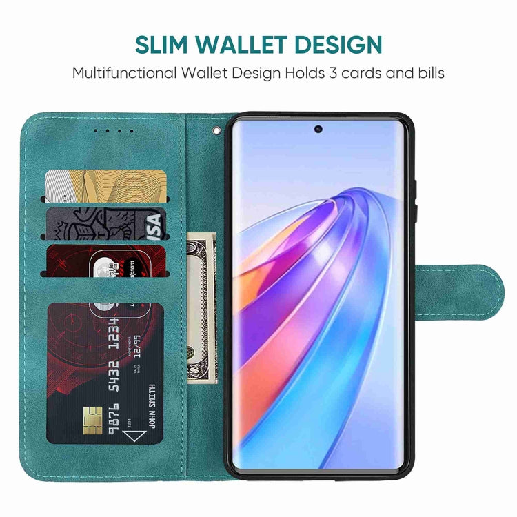 For Honor X9a Skin Feel Geometric Lines Leather Phone Case