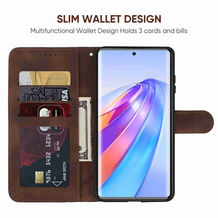 For Honor X9a Skin Feel Geometric Lines Leather Phone Case