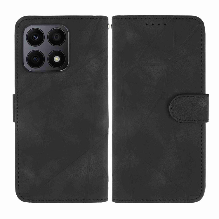 For Honor X8a Skin Feel Geometric Lines Leather Phone Case