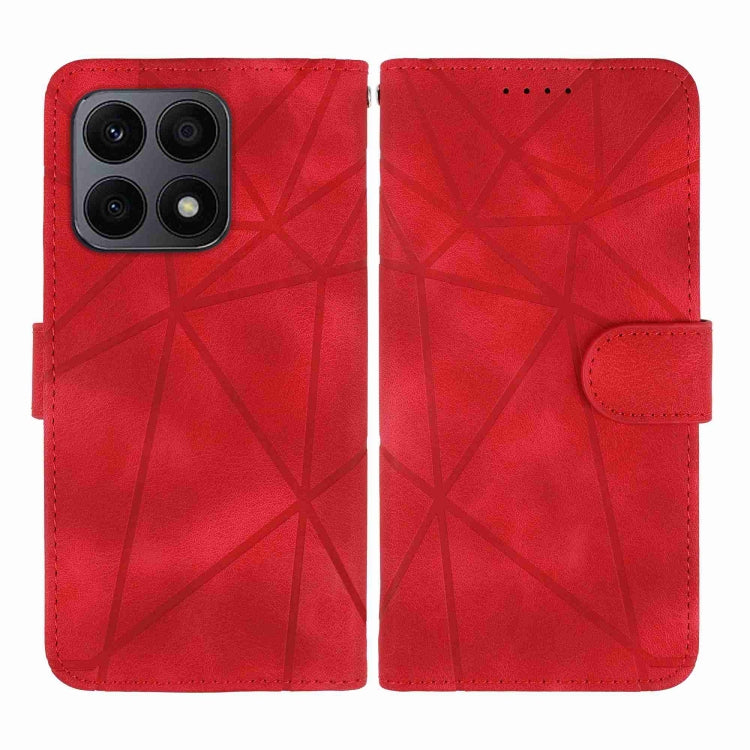 For Honor X8a Skin Feel Geometric Lines Leather Phone Case