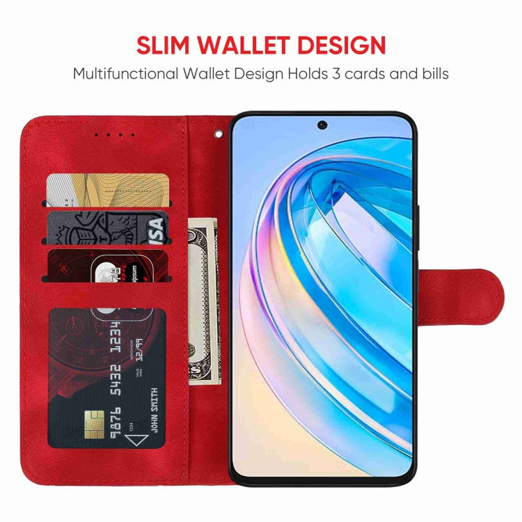 For Honor X8a Skin Feel Geometric Lines Leather Phone Case