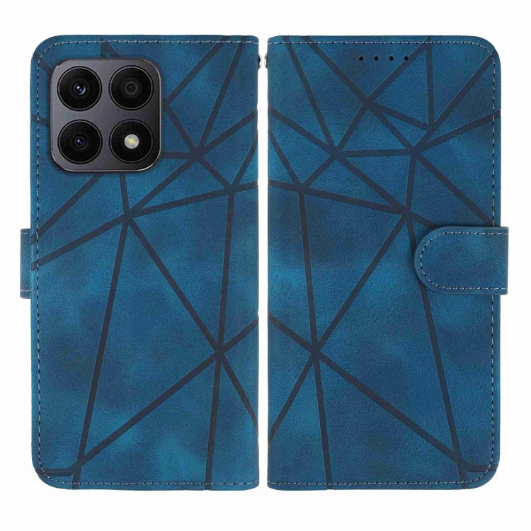 For Honor X8a Skin Feel Geometric Lines Leather Phone Case