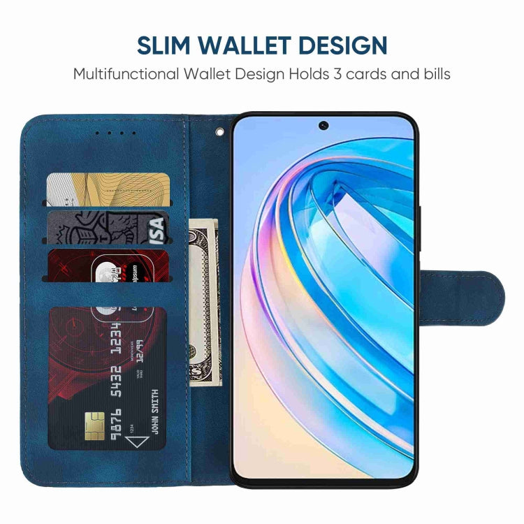 For Honor X8a Skin Feel Geometric Lines Leather Phone Case