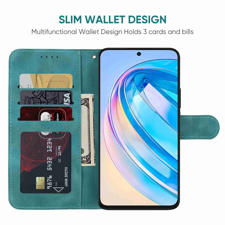 For Honor X8a Skin Feel Geometric Lines Leather Phone Case