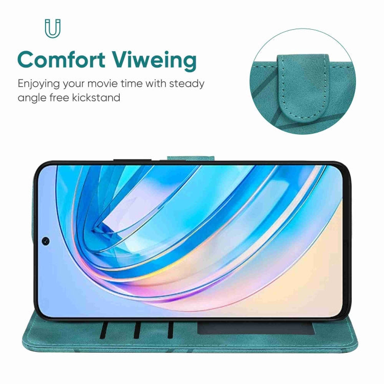For Honor X8a Skin Feel Geometric Lines Leather Phone Case
