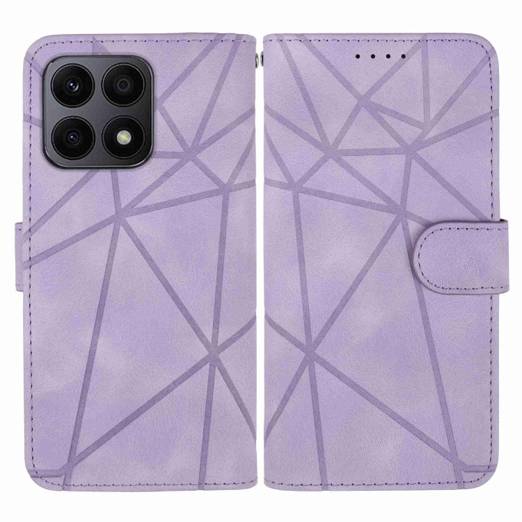 For Honor X8a Skin Feel Geometric Lines Leather Phone Case