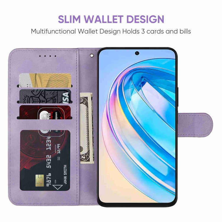 For Honor X8a Skin Feel Geometric Lines Leather Phone Case
