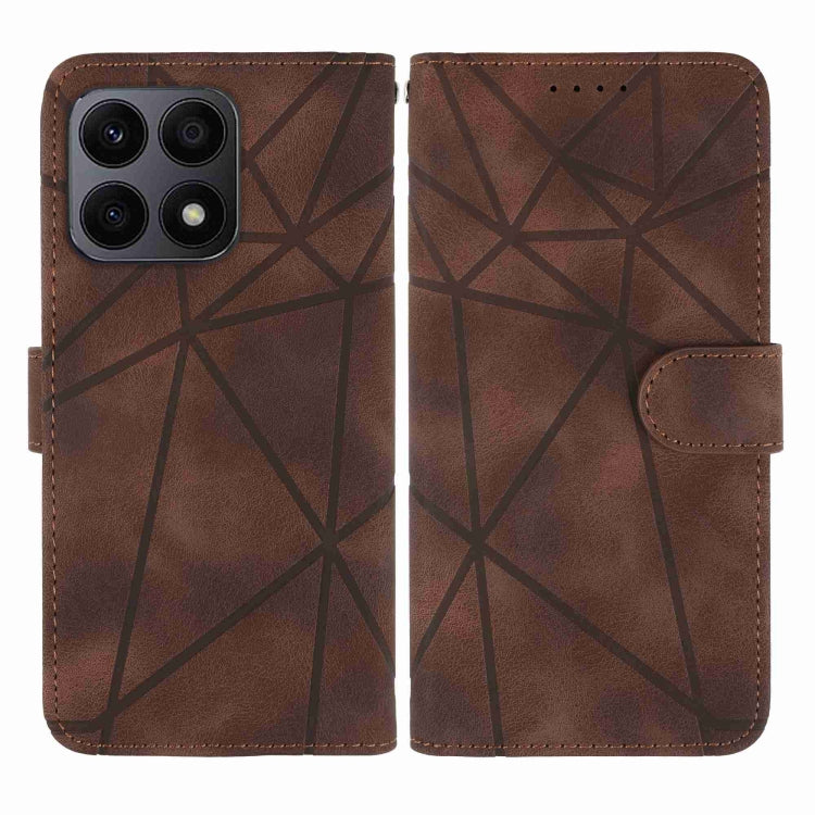 For Honor X8a Skin Feel Geometric Lines Leather Phone Case