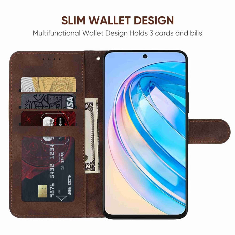 For Honor X8a Skin Feel Geometric Lines Leather Phone Case