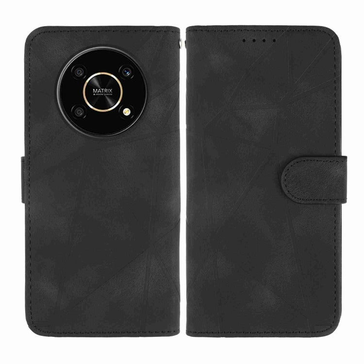 For Honor X9 Skin Feel Geometric Lines Leather Phone Case
