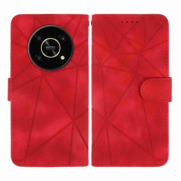 For Honor X9 Skin Feel Geometric Lines Leather Phone Case