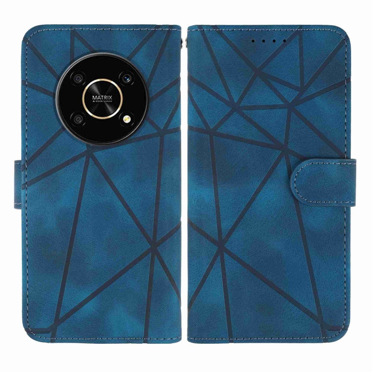 For Honor X9 Skin Feel Geometric Lines Leather Phone Case