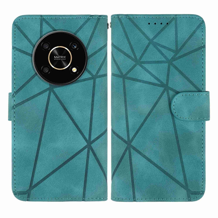 For Honor X9 Skin Feel Geometric Lines Leather Phone Case