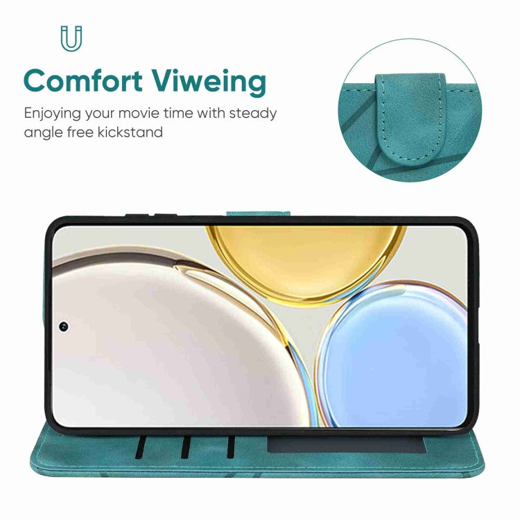 For Honor X9 Skin Feel Geometric Lines Leather Phone Case
