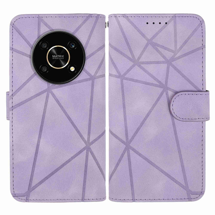 For Honor X9 Skin Feel Geometric Lines Leather Phone Case