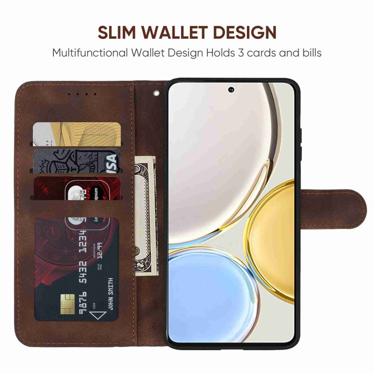 For Honor X9 Skin Feel Geometric Lines Leather Phone Case