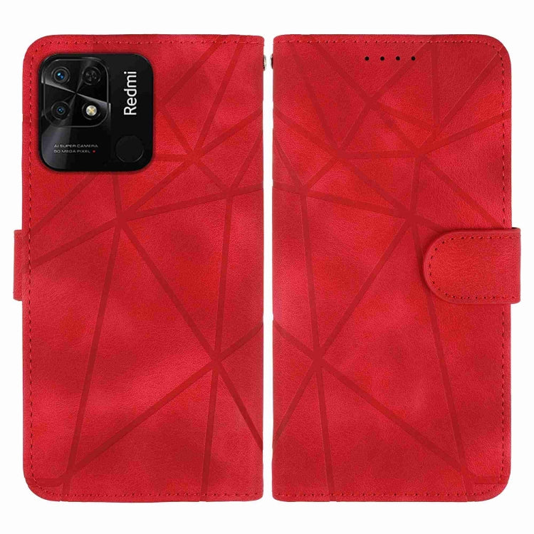 For Xiaomi Redmi 10C Skin Feel Geometric Lines Leather Phone Case