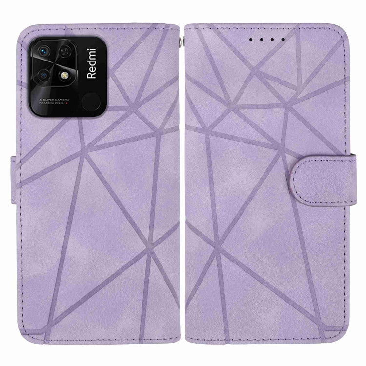 For Xiaomi Redmi 10C Skin Feel Geometric Lines Leather Phone Case