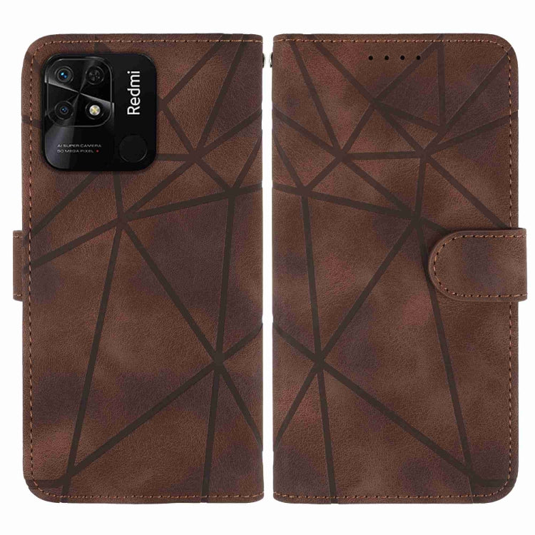 For Xiaomi Redmi 10C Skin Feel Geometric Lines Leather Phone Case