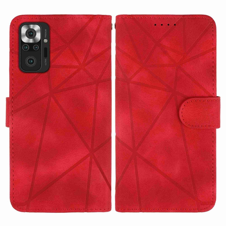 For Xiaomi Redmi Note 10 Pro Skin Feel Geometric Lines Leather Phone Case