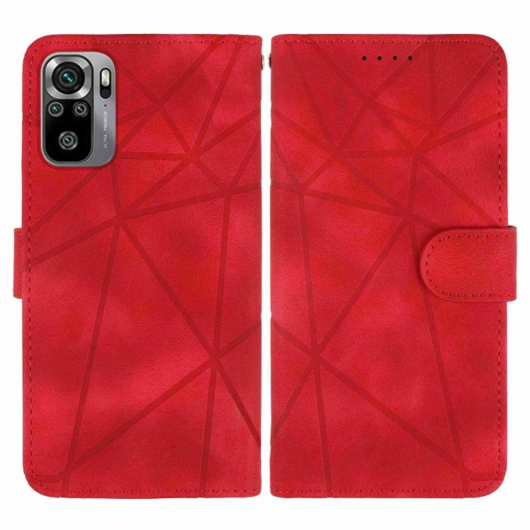 For Xiaomi Redmi Note 10S Skin Feel Geometric Lines Leather Phone Case