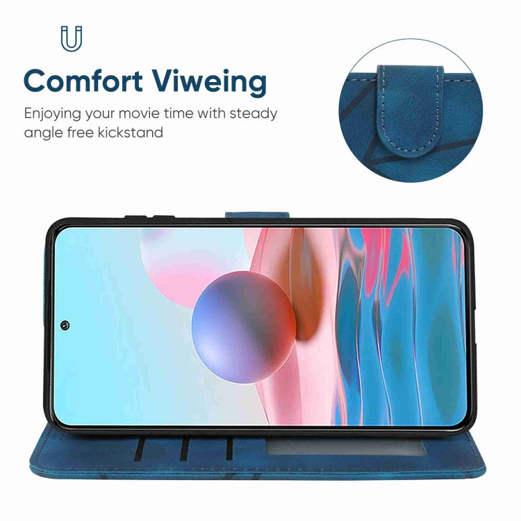 For Xiaomi Redmi Note 10S Skin Feel Geometric Lines Leather Phone Case