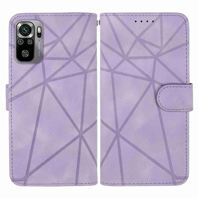 For Xiaomi Redmi Note 10S Skin Feel Geometric Lines Leather Phone Case