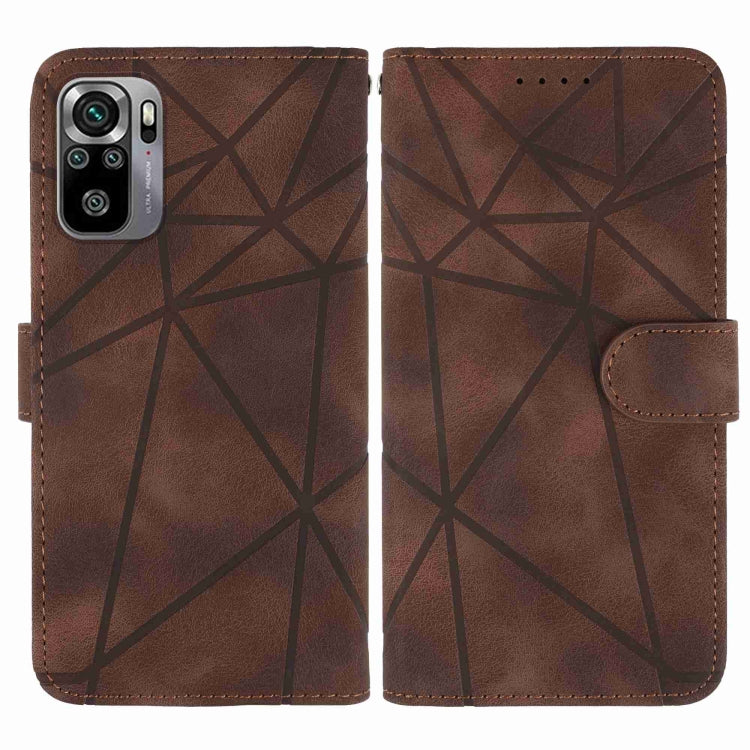 For Xiaomi Redmi Note 10S Skin Feel Geometric Lines Leather Phone Case
