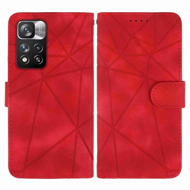 For Xiaomi Redmi Note 11 Pro+ 5G Skin Feel Geometric Lines Leather Phone Case