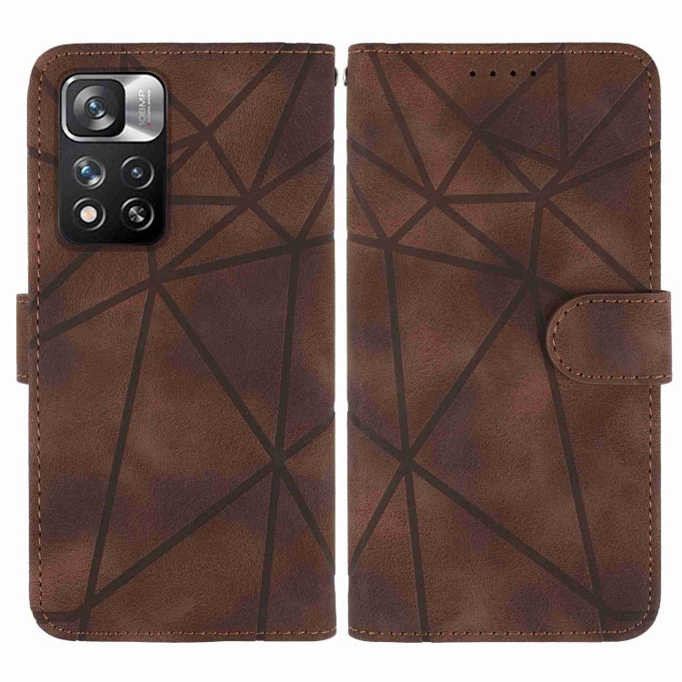 For Xiaomi Redmi Note 11 Pro+ 5G Skin Feel Geometric Lines Leather Phone Case