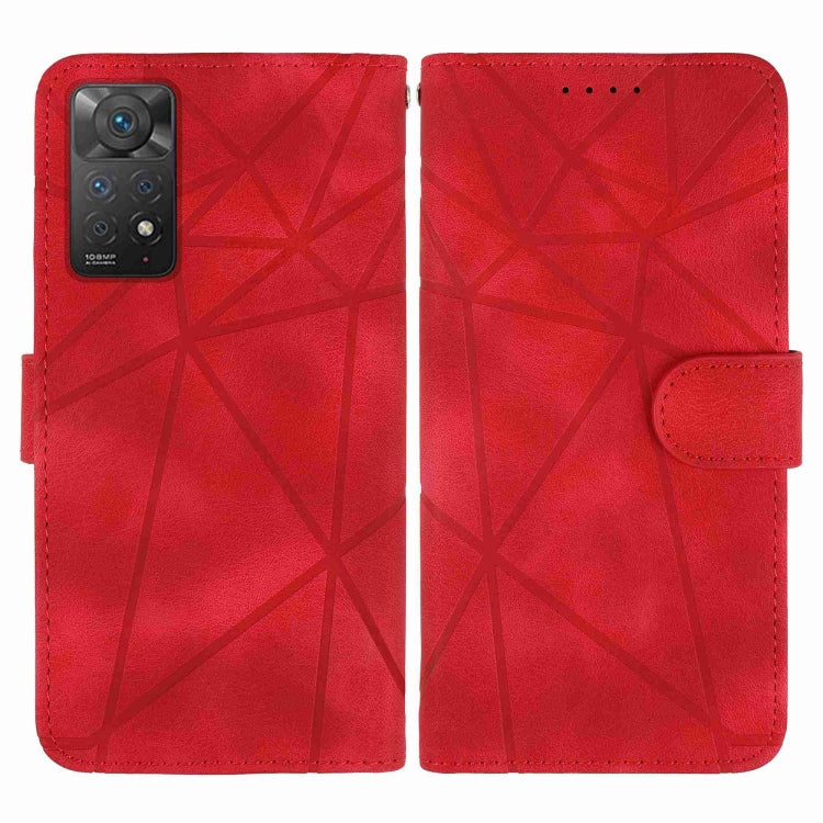 For Xiaomi Redmi Note 11 Global Skin Feel Geometric Lines Leather Phone Case