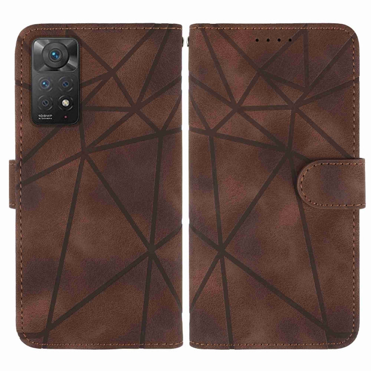 For Xiaomi Redmi Note 11 Global Skin Feel Geometric Lines Leather Phone Case