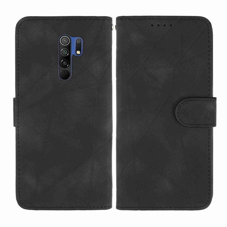 For Xiaomi Redmi 9 Skin Feel Geometric Lines Leather Phone Case