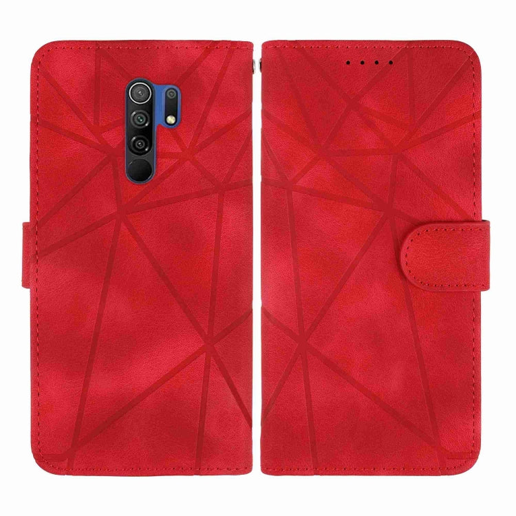 For Xiaomi Redmi 9 Skin Feel Geometric Lines Leather Phone Case