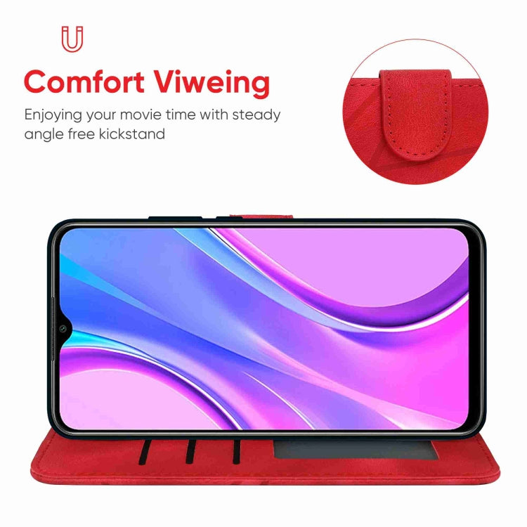 For Xiaomi Redmi 9 Skin Feel Geometric Lines Leather Phone Case