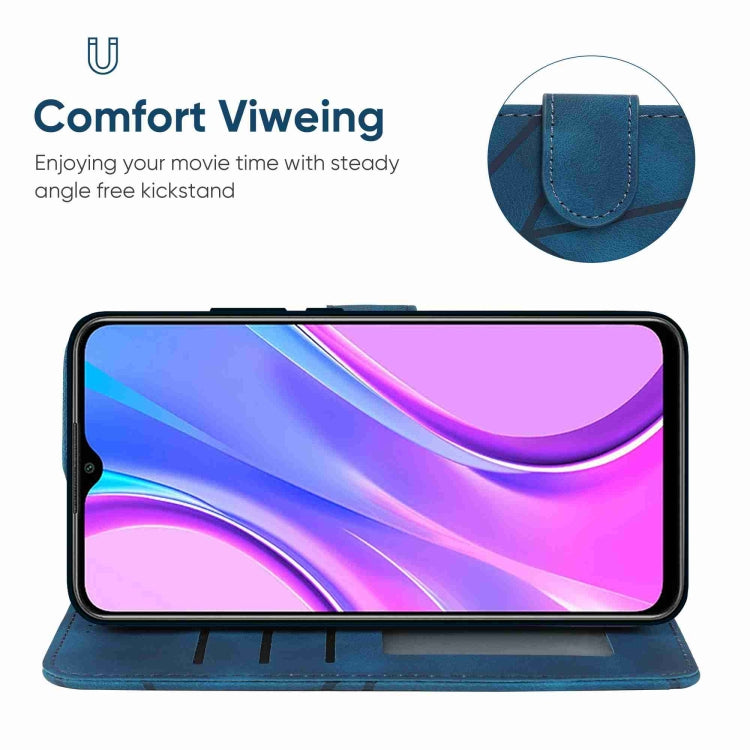 For Xiaomi Redmi 9 Skin Feel Geometric Lines Leather Phone Case