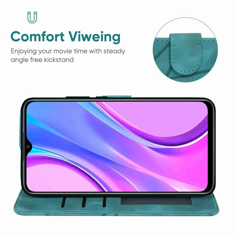 For Xiaomi Redmi 9 Skin Feel Geometric Lines Leather Phone Case