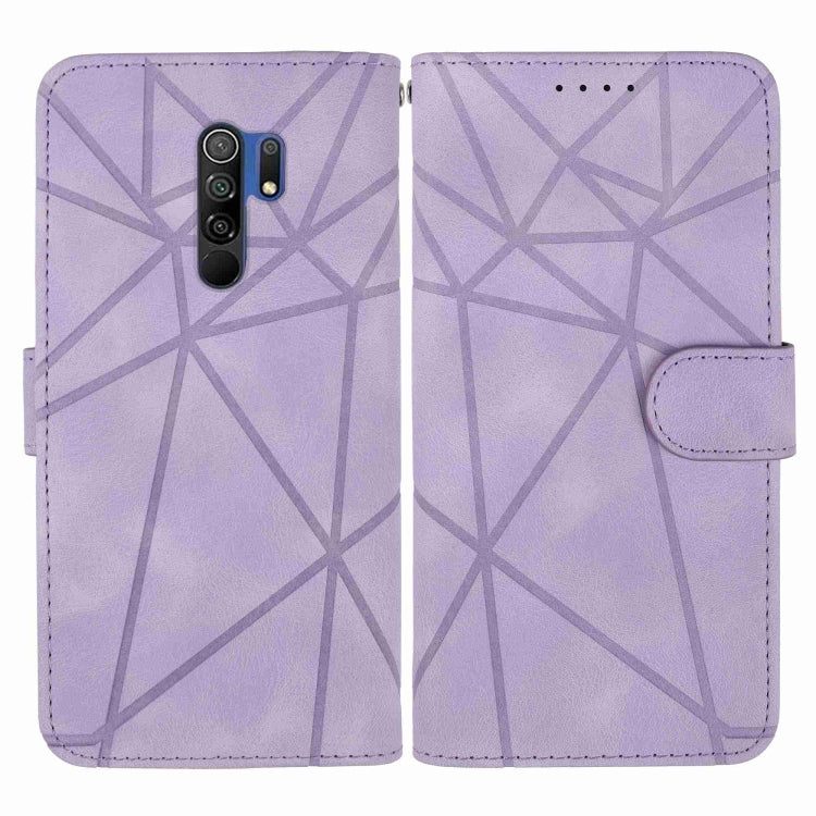 For Xiaomi Redmi 9 Skin Feel Geometric Lines Leather Phone Case