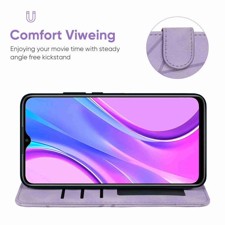 For Xiaomi Redmi 9 Skin Feel Geometric Lines Leather Phone Case