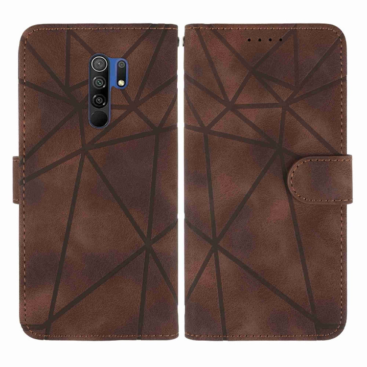 For Xiaomi Redmi 9 Skin Feel Geometric Lines Leather Phone Case