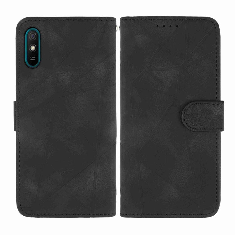 For Xiaomi Redmi 9A Skin Feel Geometric Lines Leather Phone Case