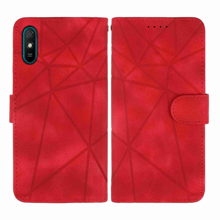 For Xiaomi Redmi 9A Skin Feel Geometric Lines Leather Phone Case