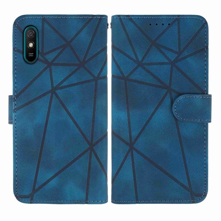 For Xiaomi Redmi 9A Skin Feel Geometric Lines Leather Phone Case