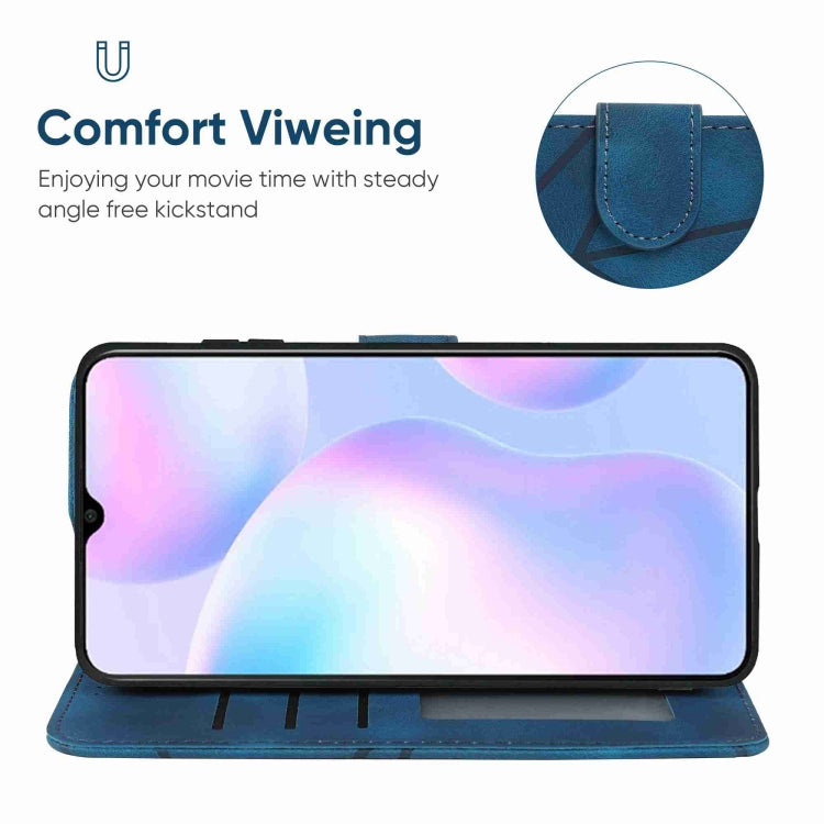 For Xiaomi Redmi 9A Skin Feel Geometric Lines Leather Phone Case