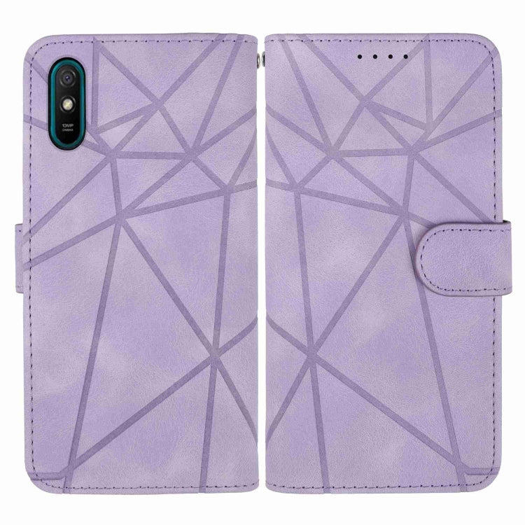 For Xiaomi Redmi 9A Skin Feel Geometric Lines Leather Phone Case