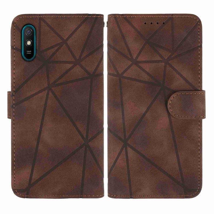 For Xiaomi Redmi 9A Skin Feel Geometric Lines Leather Phone Case