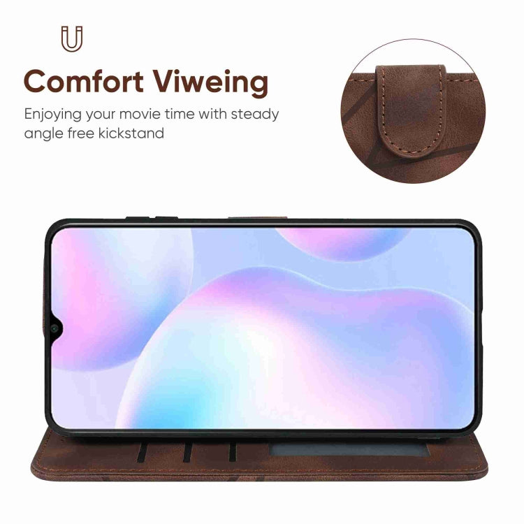 For Xiaomi Redmi 9A Skin Feel Geometric Lines Leather Phone Case