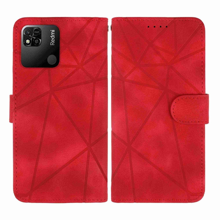 For Xiaomi Redmi 10A / 9C Skin Feel Geometric Lines Leather Phone Case